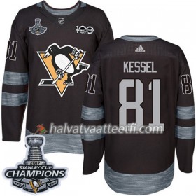 Miesten NHL Pittsburgh Penguins Pelipaita Phil Kessel 81 1917-2017 100th Anniversary Adidas Musta 2017 Stanley Cup Champions Authentic